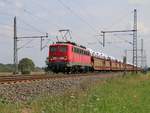 139 222-4 mit Autotransportzug in Fahrtrichtung Wunstorf. Aufgenommen am 24.07.2015 in Dedensen-Gümmer.