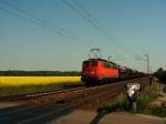 139 163 ,mit einem Gterzug am 28.04.2007 hier in der Nhe von Riesa