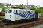 139 177-0 das  Zebra  der Lokomotion abgestellt im Bahnhof Bad Hersfeld und wartet auf die bergabe eines Holzzuges nach Magdeburg. 17.05.2009.