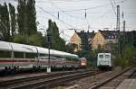 Zugtreffen am Heimeranplatz. RE aus Mhldorf, ICE nach Salzburg und Lokomotion Lz treffen sich am 18.08.2010 am Heimeranplatz.