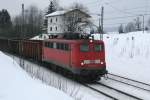 BR 139-562  mit Gterzug bei Bergen/Obb Richtung Rosenheim am 28.01.2011