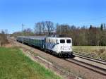 Die 139 310 am 02.04.2011 mit einem Sonderzug unterwegs bei Hilperting.