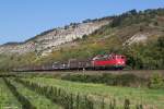 139 287 mit einem Gterzug am 28.09.2013 bei Gambach.