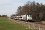 139 555-7 (Lokomotion) mit einem Autotransportzug in Großkarolinenfeld, 26.