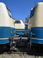 Die Blau/Beige-Fraktion im August 2018 im Eisenbahnmuseum Koblenz.