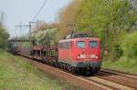 140 683 mit leeren Autozug am 18.4.2009 durch Ahlten -> Lehrte
