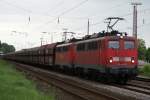 140 850-9 + 140 789-9 mit Kohlezug in Hilden am 16.05.2009