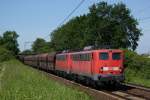 140 815 und 140 843 mit einem Kohlezug am 5.6.10 in Ahlten.