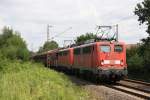 140 811 mit einem Gterzug in Hannover Limmer am 27.07.2010