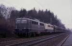 Erzzug nach Hasbergen mit 140687 und 140530 für die Georgsmarienhütte in Osnabrück Hörne am 18.3.1987 um 10.37 Uhr.