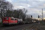 DB 140 368 am 16.1.14 mit einem gemischten Güterzug in Ratingen-Lintorf.