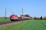 140 501 mit einem Autozug am 15.04.2015 bei Eicken-Bruche zwischen Bruchmühlen und Melle