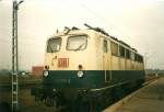 140 370 vom Bh Seelze stand an einem Septembertag 1998 am Bahnsteig vom ehmaligen Haltepunkt Mukran-Mitte.