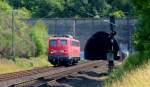Die 140 680-0 fuhr am 07.07.2009 Solo aus dem Nirmer Tunnel in richtung Aachen West.