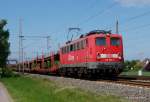 140 354-2 rollt am 15.05.15 mit ihrem leeren Autotransportzug durch Dedensen/Gümmer Richtung Seelze.