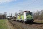 140 002-7 der EVB mit leerem Autologistiker bei Woltorf am 22.03.2017