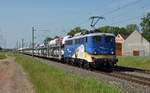 140 761 der EVB schleppte am 13.05.18 einen BLG-Autozug durch Braschwitz Richtung Magdeburg.