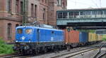 EGP mit  140 853-3  (NVR:  91 80 6 140 853-3 D-EGP ) und Containerzug verlässt den Hamburger Hafen am 07.06.21 Durchfahrt Bf.