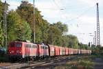 RBH 164 (140 797)+RBH 165 (140 801) am 10.10.13 mit einem Kohlewagenzug in Ratingen-Lintorf.