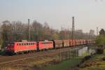RBH 163+RBH 165 am 14.3.14 mit einem leeren Kohlewagenzug in Ratingen-Lintorf.