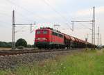 140 678-4 mit Schwenkdachwagen-Ganzzug in Fahrtrichtung Wunstorf.