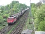 Mit einem Kesselzug durchfhrt 140 771-7 den Abzweig Herne Rottbruch. Der TF hat die Klimaanlage  in Betrieb , da es sehr warm war. 25.04.2007