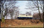 140617 fährt hier am Ortsrand von Hasbergen solo am 11.3.1994 nach Münster  .
