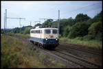 DB 140535 fährt hier am 22.08.1998 um 16.00 Uhr solo durch den ehemaligen aufgelassenen Bahnhof Velpe in Richtung Osnabrück.