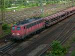 140 434 fhrt am 27.08.07 mit einem Ganzzug aus leeeren Autotransportwagen in den Rangierbahnhof Halle/Saale ein. Sie passierte den Rangierbahnhof ohne Halt.