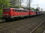 BR 140 784-0 und 140 xxx mit Kohlenzug in Bochum Hamme,Richtung  Gelsenkirchen Bismark.(23.04.2008) 