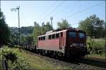 Im Streiflicht des 10.05.2008 erreicht die 140 013 mit einem Gterzug den Rangierbahnhof Hagen-Vorhalle.