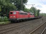 140 844-2 und 140 860 mit Rungenwagen GZ nach Wanne Eickel ,der  GZ wird abgestellt und die beiden Lok`s fahren zum Lokpark in  Wanne Eickel Hbf.(19.07.2008)