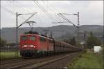 Am 08.05.2009 war 140 837 und eine Schwesterlok fr die Bespannung des Leerzuges eingeteilt. Aufgenommen bei Hohenlimburg.