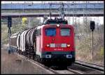 140 044-9 vor -45501- aus Mukran, hat Einfahrt in den Hbf Stralsund.