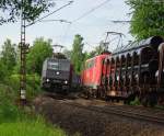 .... alt trifft neu! 140 018-3 begegnet 185 570-9 zwischen Albungen und Eschwege-West!
Aufgenommen am Morgen des 11.06.2010