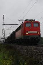 140 450-8 mit geschlossenen Gterwagen am Haken fuhr am 14.09.2010 in richtung Seelze.
