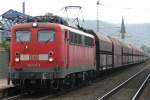 Die 140 037-3 zieht eine leere Kohle durch Boppard HBF am 25.09.2010