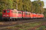 Ein Lokzug bestehend aus 140 838-4,155 112-6,189 022-7,155 028-4 und 155 138-1 am 22.9.10 in Ratingen-Lintorf