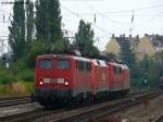 140 799-8 mit einer Br 152, Br 151 und 185 bei der Durchfahrt am Heimeranplatz, 14.08.2010