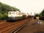 140 169-4 mit einem Gterzug in die Richtung Krefeld auf Bahnhof Viersen am 26-8-1997.