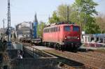 140 070-4 mit FX 51043 (L-Zug) Paderborn Gbf - Aschaffenburg Gbf, am Liboriberg in Paderborn, 18.04.2011.