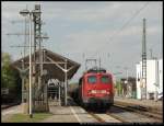 DB 140 432 fhrt mit einem Stahlgterzug durch den Bahnhof Leverkusen Schlebusch (15.04.2011)