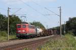 140 037-3 (DB) fhrt am 2. August 2011 um 15:01 Uhr mit einem Gterzug durch Gro Gleidingen