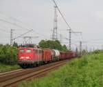 140 600-8 zieht am 02. August 2012 einen gemischten Gterzug durch Hannover-Ahlten in Richtung Misburg.