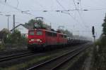 140 801-2 + 140 791-5 mit dem GM 61163 (Oberhausen West – Andernach) in Ratingen-Lintorf am 07.10.2012