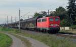 140 528 zog am 04.10.13 einen Ganzzug Schiebewandwagen von Leipzig-Wahren ber Magdeburg nach Seelze.