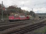 140 214-8 verlst am 09. November 2013 mit dem Leipziger Hilfszug den Bahnhof Kronach in Richtung Lichtenfels.