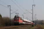 140 637-0 (Baujahr: 1966) mit einem Güterzug in die Richting Emden bei Salzbergen am 14-3-2014.