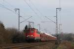 140 681-8 (Baujahr: 1967)  mit einem Güterzug in die Richting Emden bei Salzbergen am 14-3-2014.