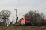 140 501-8 (Baujahr: 1964)  mit einem Güterzug in die Richting Rheine bei Salzbergen am 14-3-2014.